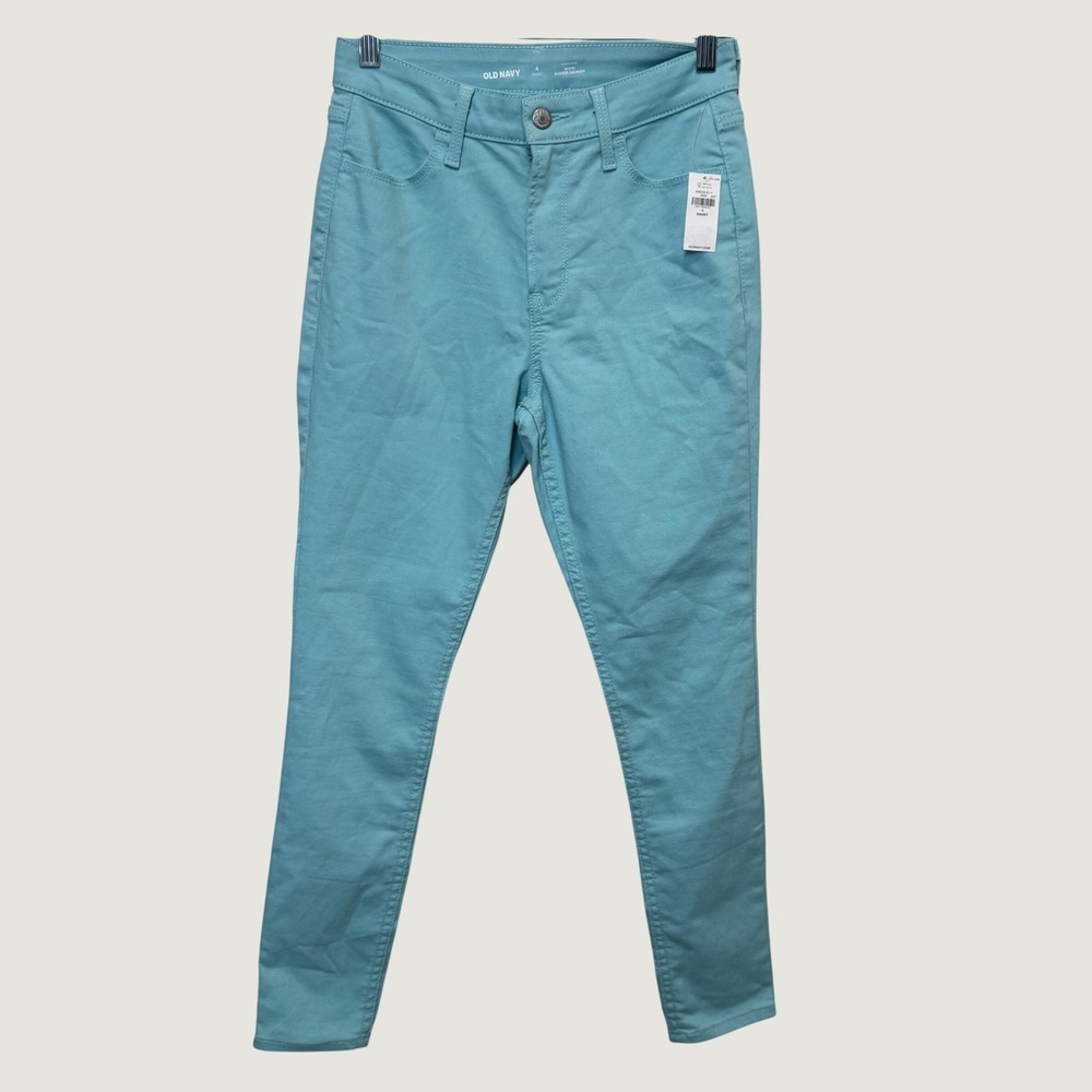 Old Navy Womens Pants 4 Short Blue High Rise Wow Super Skinny Pastel Casual